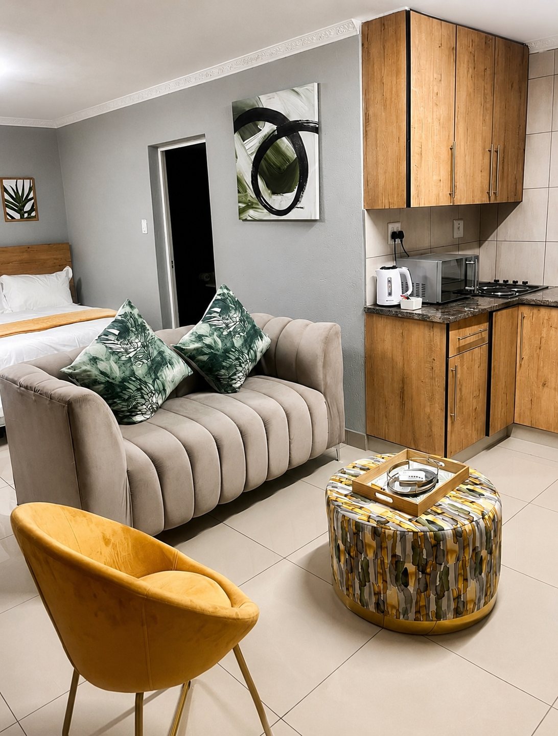 Family Room lounge and kitchenette